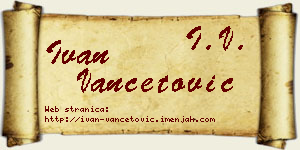 Ivan Vančetović vizit kartica